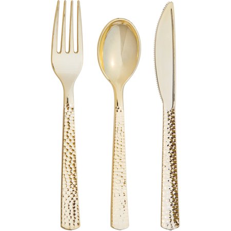 SENSATIONS Gold Hammered Assorted Cutlery, Metallic, 288PK 339403